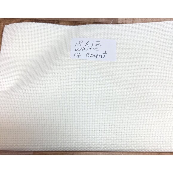 14 Count White Aida Cloth Cross Stitch Fabric 18" X 12" - Picture 1 of 2